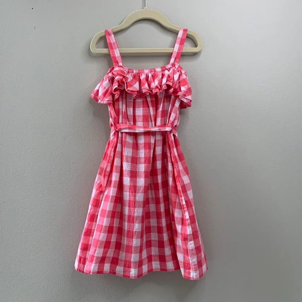 COUNTRY ROAD Red Gingham Dress Girls 5 NWT Checks Ruffles NEW 4th July Summer - Picture 3 of 9